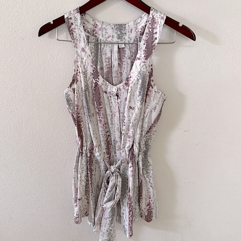 Lauren Conrad Tank Top Blouse Size Medium Purple White Office Summer